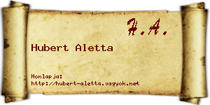 Hubert Aletta névjegykártya
